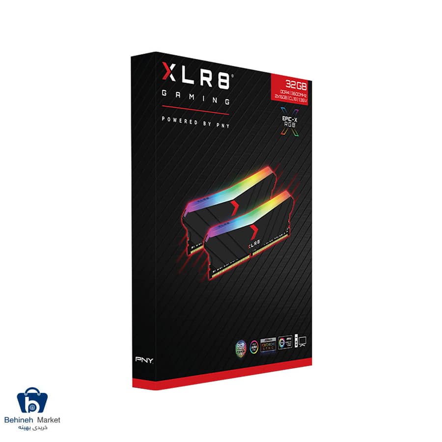 مشخصات، قیمت و خرید رم دسکتاپ پی‌ان‌وای مدل XLR8 RGB 16GB-DDR4-3200MHz-CL16-Dual Channel