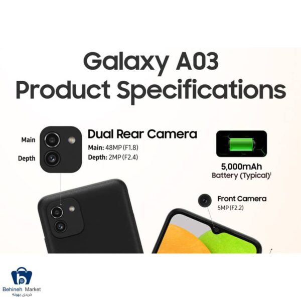 مشخصات، قیمت و خرید گوشی موبایل سامسونگ مدل Galaxy A03 DualSIM 128GB-4GB RAM