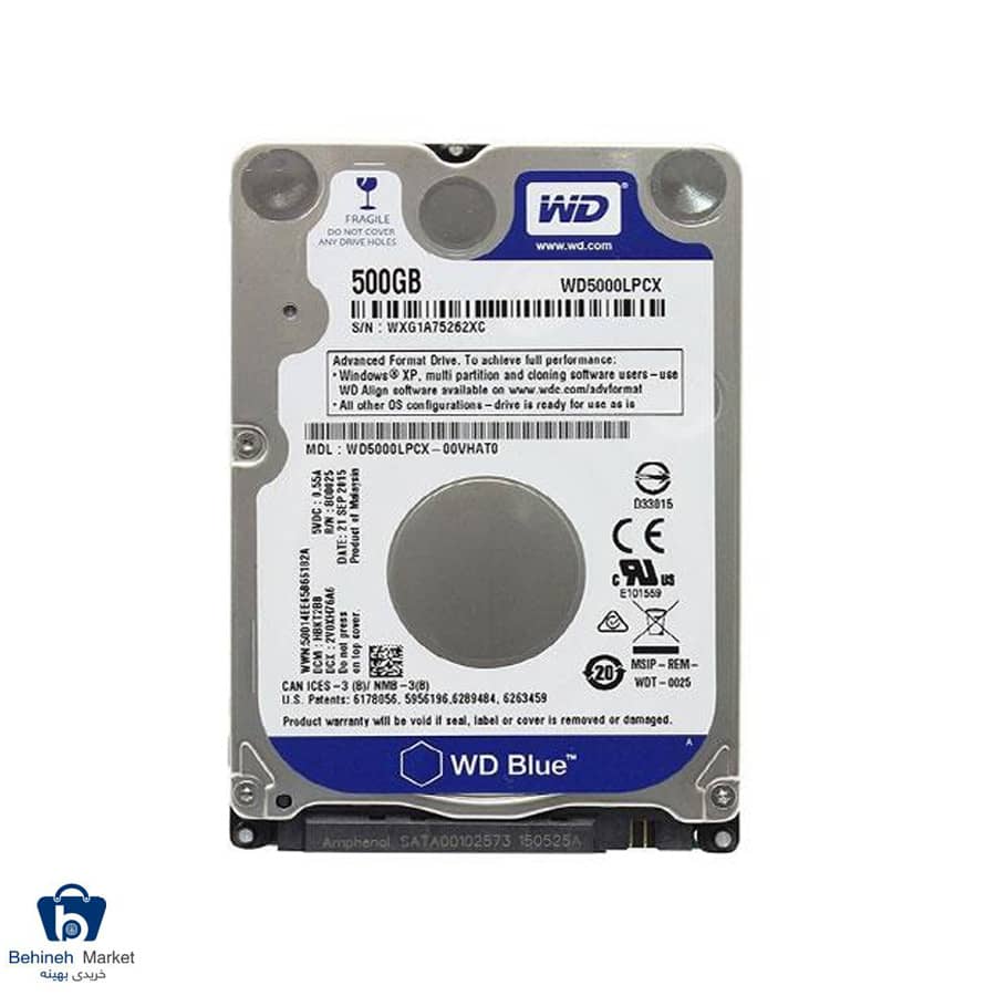 هارد اینترنال لپ‌تاپی وسترن دیجیتال مدل WD5000LPCX 500GB