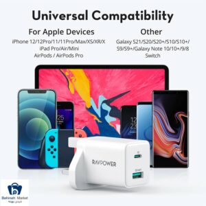 مشخصات، قیمت و خرید شارژر دیواری راو پاور مدل RP-PC168 20w