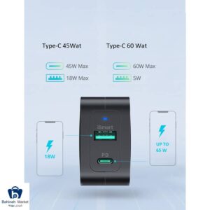 RavPower RP-PC133 2Port 65W Type-C PD Adaptor Charger