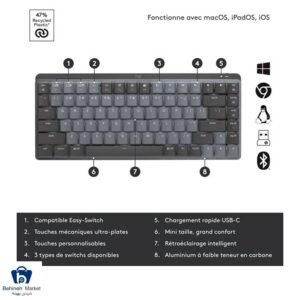 کیبورد مخصوص بازی لاجیتک مدل MX Mechanical Mini Tactile
