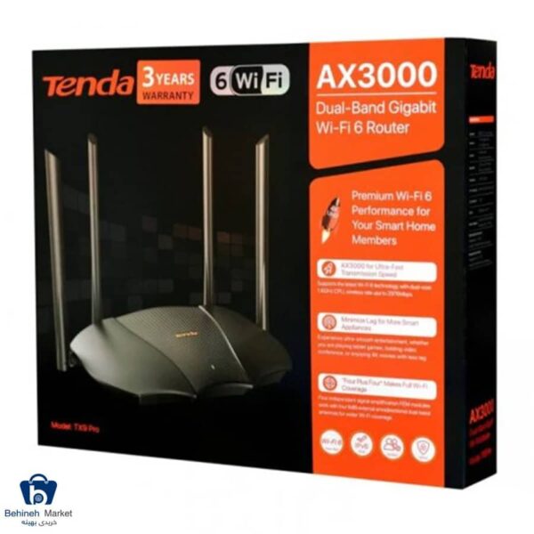 روتر بی سیم گیگابایت دوبانده تندا AX3000 مدل TX9 Pro