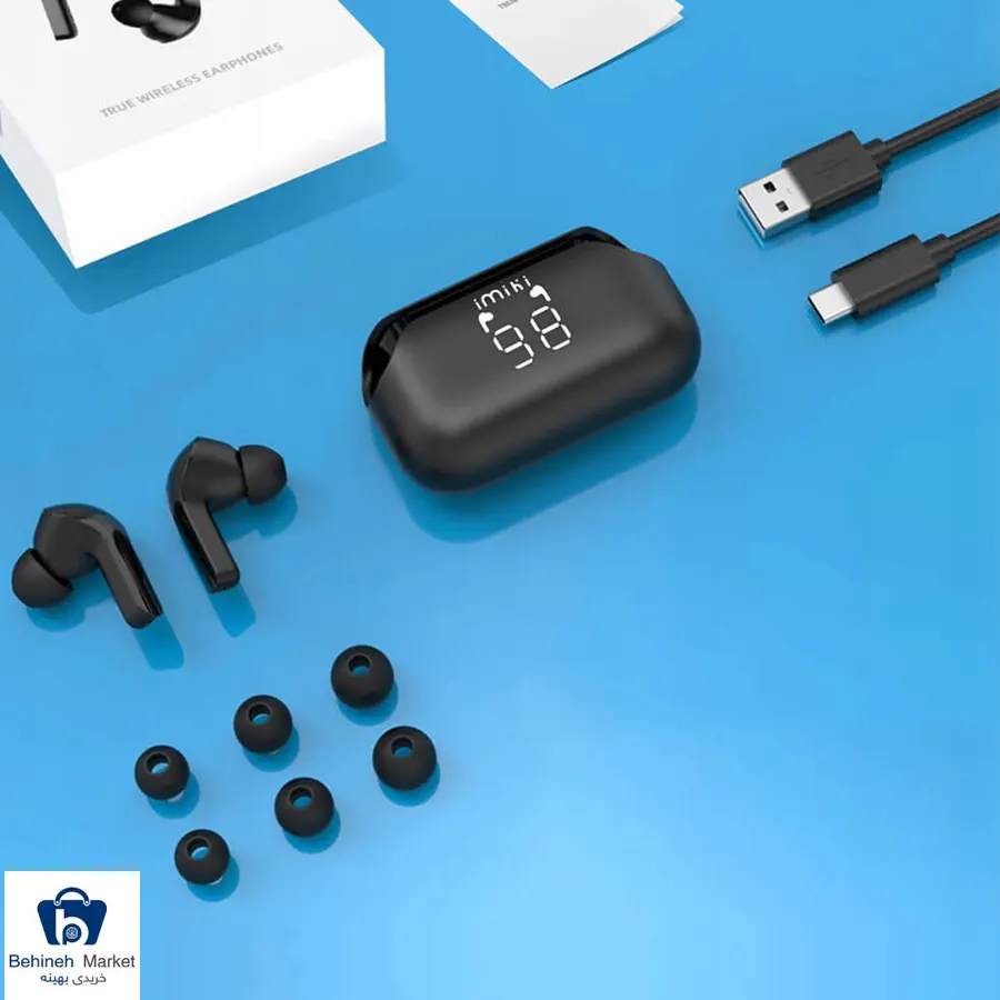 محتویات جعبه هندزفری بی سیم ایمیکی مدل T12