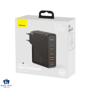 باکس شارژر دیواری باسئوس مدل CCGAN2P-L01 به همراه کابل تبدیل USB-C