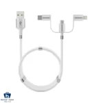 کابل تبدیل چندمنظوره USB به MicroUSB، لایتنینگ، USB-C هانیول طول 1٫2 متر مدل HC000041 سفید