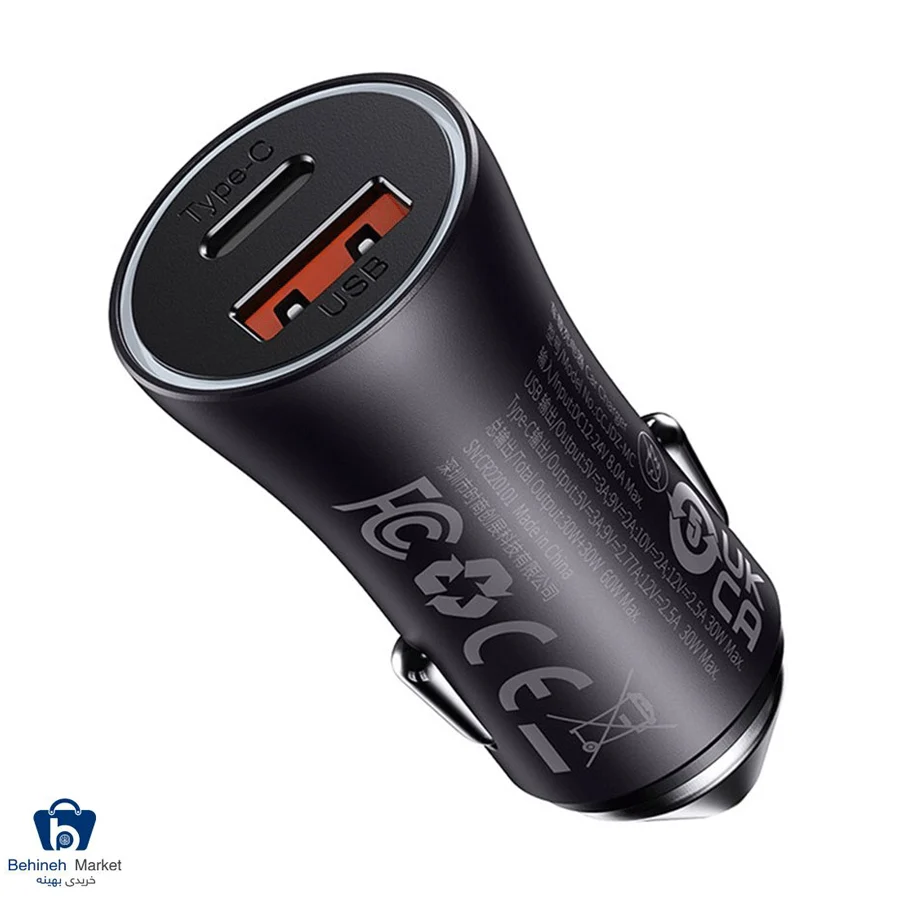 شارژر فندکی باسئوس مدل CGJM000113-60W