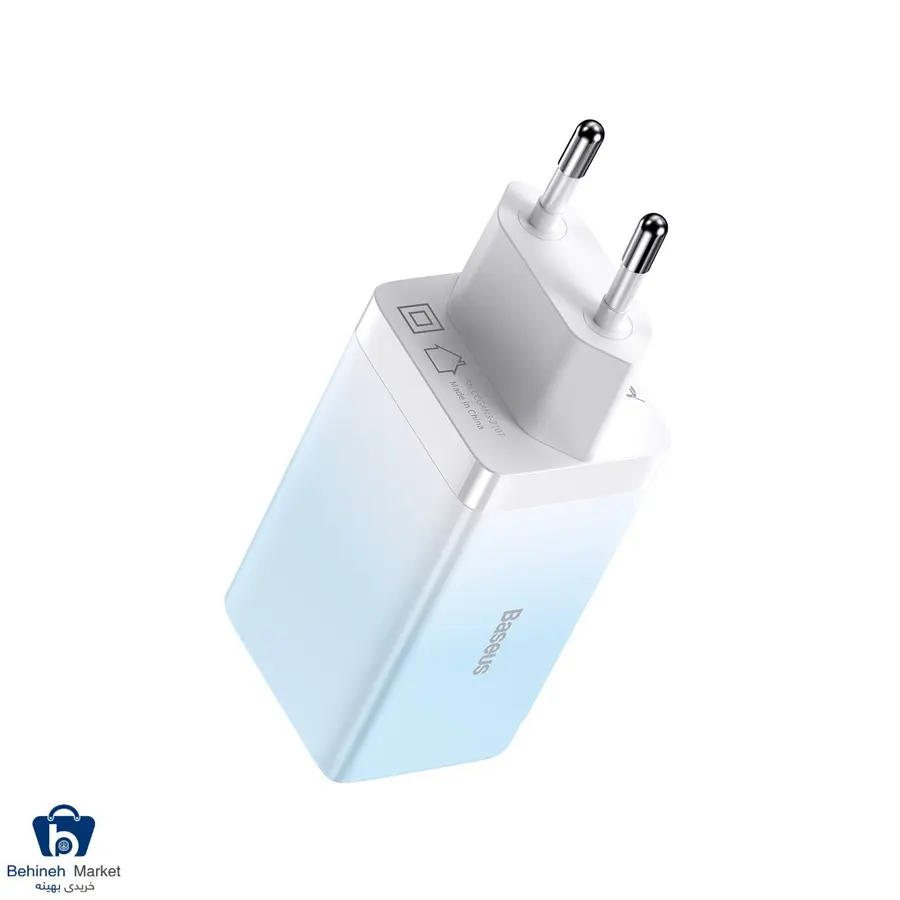 شارژر دیواری باسئوس مدل GaN3 Pro CCGP050103 توان 65 وات با کابل Type-C