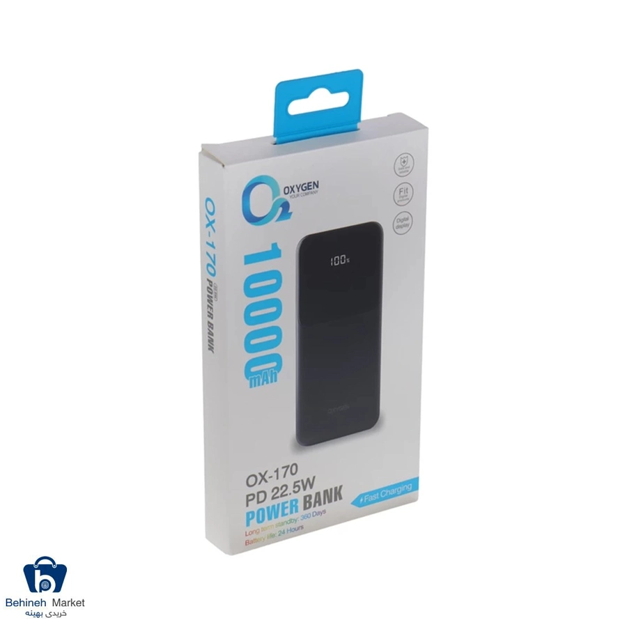 شارژر همراه OXYGEN OX-170 ظرفیت 10000 میلی آمپر ساعت