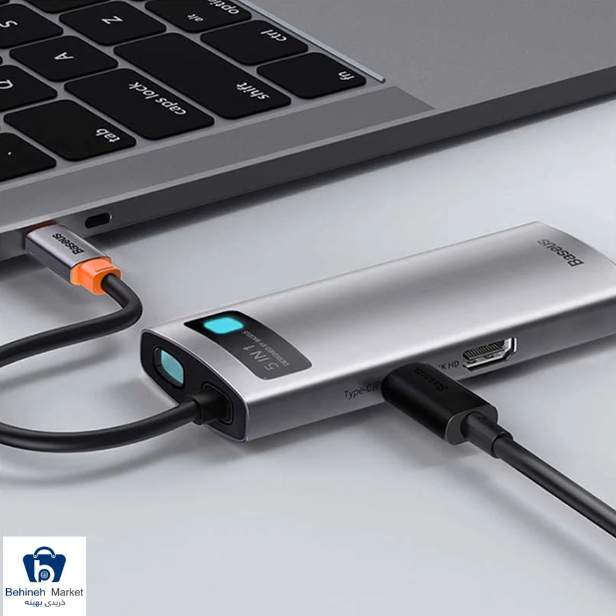 تبدیل 5 پورت Metal Gleam WKWG020013 USB Type-C