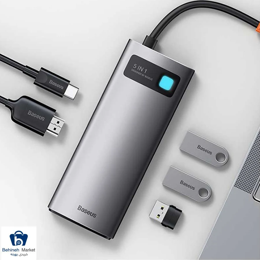 هاب 5 پورت Baseus Metal Gleam WKWG020013 USB Type-C
