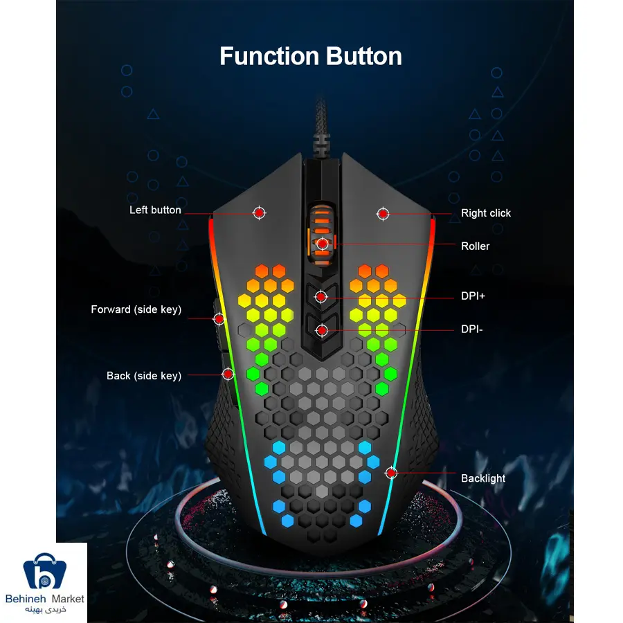 ماوس گیمینگ ردراگون مدل Memeanlion honeycomb M809-K