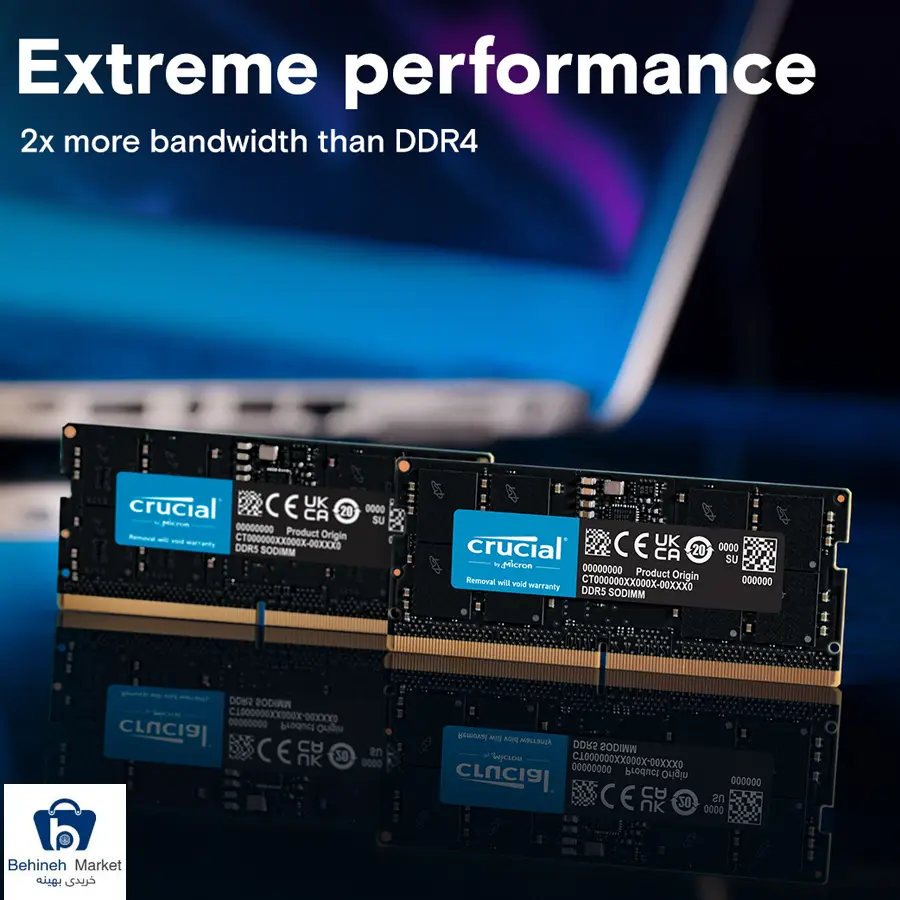 رم لپ تاپ کروشیال CT8G48C40S5 DDR5 4800MHz ظرفیت 8 گیگابایت