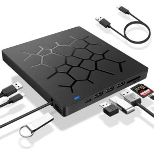 درایو نوری اکسترنال آکستروم AXTROM EXTERNAL CD/DVD DRIVE w/ Card Reader + FULL HUB